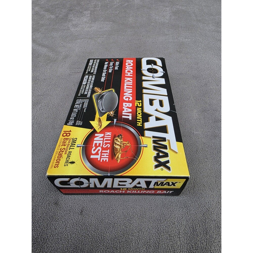 Combat Max 12 Month Roach Killing Bait, Small Roach Bait Station, (18)